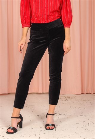 VINTAGE 90S VELVET TROUSERS IN BLACK