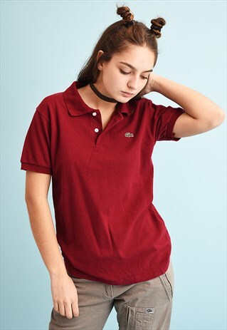 90'S RETRO LACOSTE SPORTS MAROON POLO T-SHIRT TEE TOP