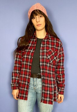 Vintage 90's Red Checked Long Sleeve Shirt - M/L