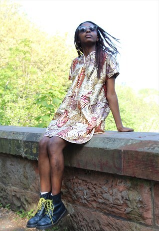 AFRICAN SHIFT DRESS SHIRT DRESS YELLOW
