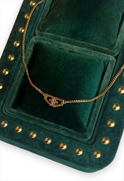 Vintage Givenchy necklace gold tone G monogram chain