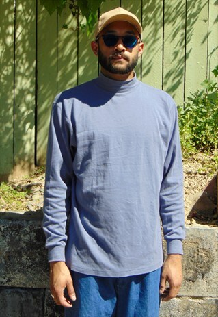 90S MINIMALIST SPORTSWEAR LAVENDER MOCK TURTLE NECK LARGE