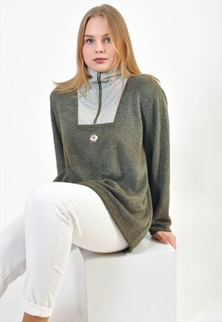 VINTAGE 90'S 1/4 ZIP GREY JUMPER