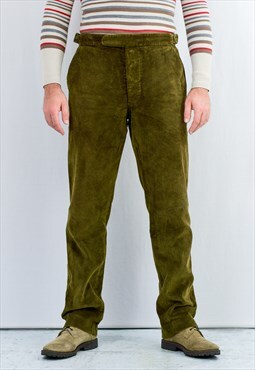 Vintage green corduroy pants straight leg trousers XL