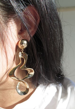 ABSTRACT GEOMETRICAL SHAPED GOLD EARRINGS