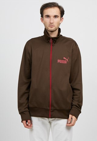 VINTAGE BROWN PUMA ZIP TRACK JACKET