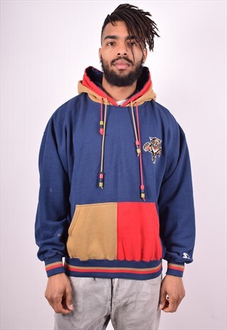 STARTER MENS VINTAGE HOODIE JUMPER LARGE MULTI 90'S