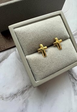 Plain Cross - 925 Sterling Silver Ear Studs