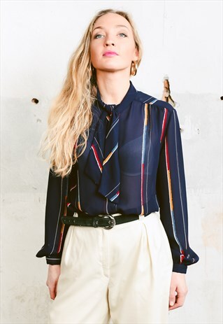 VINTAGE 80S TIE NECK BLOUSE