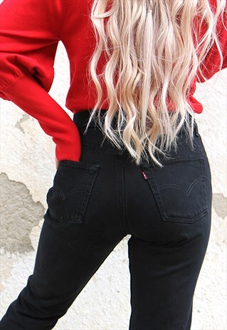 ORIGINAL LEVI'S 501'S BLACK HIGH WAISTED MOM JEANS