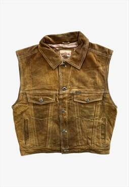 Vintage 90s Men's Diesel Light Brown Leather Waistcoat