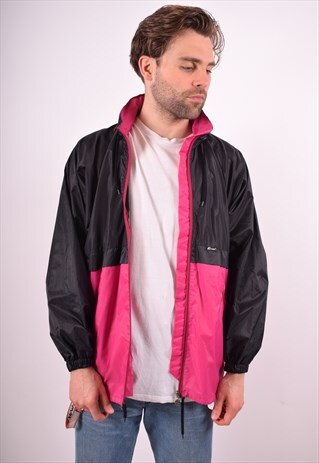 K-WAY MENS VINTAGE RAIN JACKET LARGE BLACK 90S