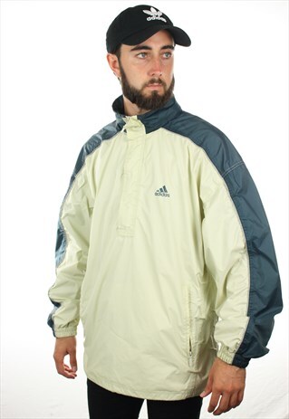 VINTAGE 90S ADIDAS 1/2 ZIP LIGHTWEIGHT HOODED JACKET