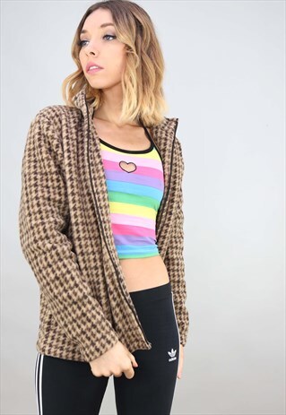 VINTAGE RETRO ZIP UP PATTERNED FLEECE