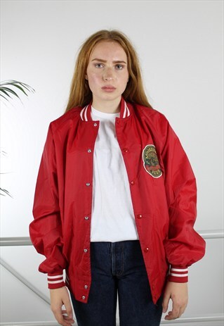 90S RED BOMBER COLLEGE JACKET