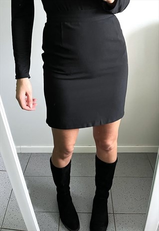 Nineties Basic Black Mini Pencil Skirt - XS