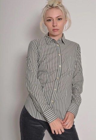 VINTAGE BENETTON WOMENS FITTED STRIPED SHIRT