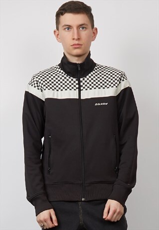 VINTAGE 90'S DICKIES MONOCHROME CHECKED TRACKSUIT JACKET