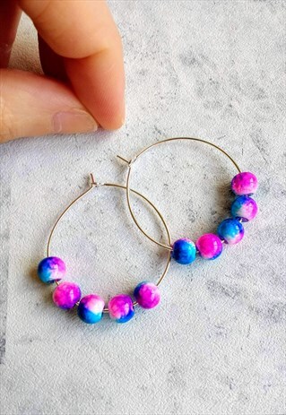 TIE DYE COSMIC HOOP EARRINGS
