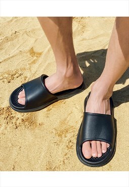 Beach slippers open toe shower sandals in black