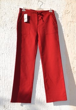Deadstock burgundy cherry red stretch high waist pants