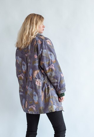 VINTAGE 80S PURPLE PATTERN SKII PUFFER JACKET
