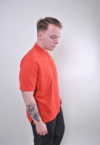 MAN VINTAGE ORANGE ZIPPED UP POLO SHIRT