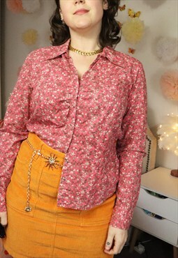 Vintage 90s Colourful Floral Flowery Flowers V Shirt Blouse