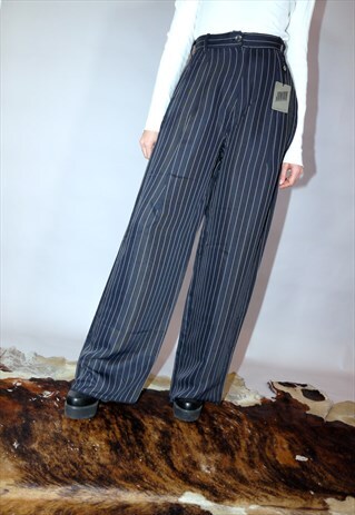 VINTAGE JUNIOR GAULTIER STRIPED WIDE LEG TROUSERS