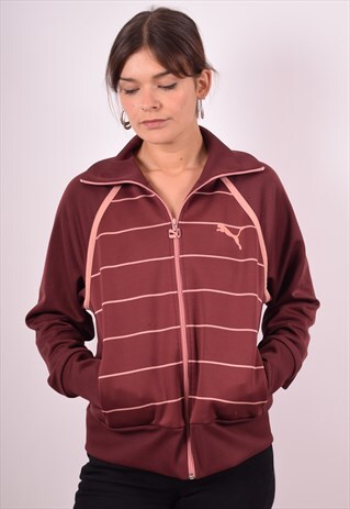 PUMA WOMENS VINTAGE TRACKSUIT TOP JACKET XL BROWN 90S