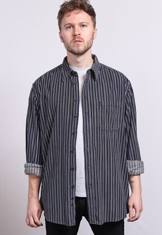 VINTAGE CORDUROY CORD STRIPED SHIRT