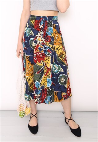 VINTAGE 90S GRAPHIC PRINT MIDI SKIRT