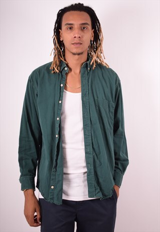 MENS VINTAGE DENIM SHIRT LARGE GREEN 90S