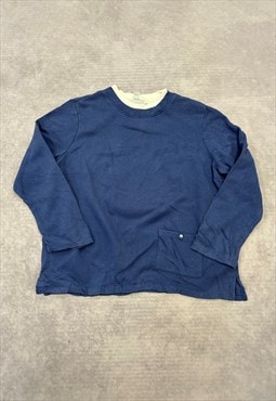 Vintage Sweatshirt Plain Double Collar Jumper