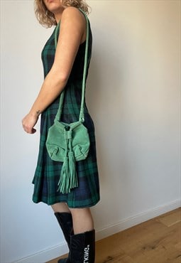 Green Suede Leather Hippie Bag