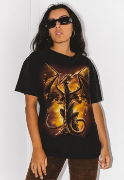Vintage 90s Grunge Dragon Printed Graphic T-shirt