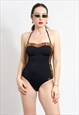 VINTAGE ONE PIECE SWIMSUIT WITH ANIMAL PATTERN INSERTS