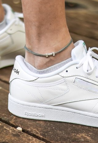 SILVER DUMBBELL ANKLET FOR MEN GREY CROSSFIT BODYBUILDING