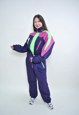 Italian one piece snowsuit, vintage ski suit LARGE size 