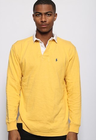 VINTAGE POLO RALPH LAUREN RUGBY SHIRT YELLOW