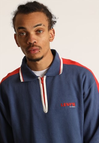VINTAGE LEVI'S EMBROIDERED SPELL OUT 1/4 ZIP SWEATSHIRT