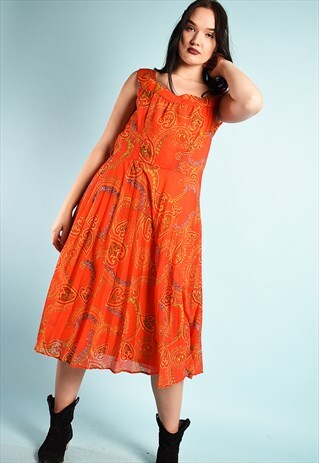 VINTAGE 70S FLORAL PAISLEY PARIS CHIC BOHO DRESS