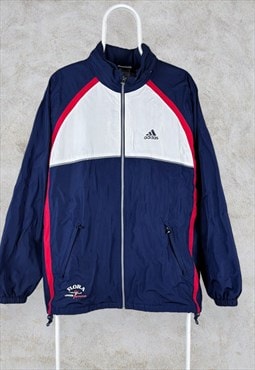 Vintage Adidas Equipment Track Jacket Blue White  Medium