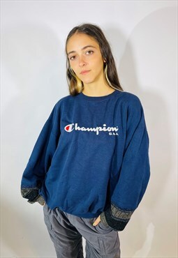 Vintage Size XXL Champion Rework Sweatshirt in Blue