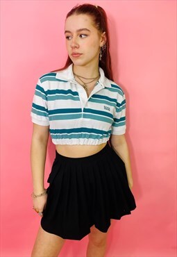 Vintage 90s Hugo Boss Embroidered Striped Cropped Polo Shirt