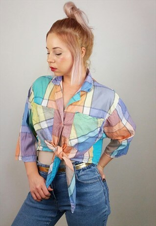 VINTAGE 90'S TIE-UP FESTIVAL CROP TOP / SHIRT / BLOUSE