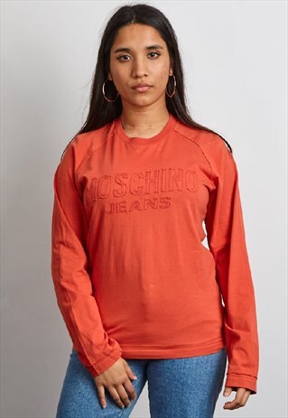 VINTAGE 90'S MOSCHINO ORANGE LONG SLEEVE T-SHIRT