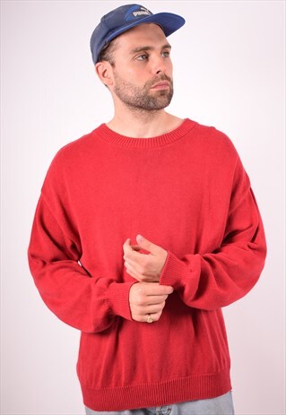 MENS VINTAGE JUMPER SWEATER LARGE RED 90S