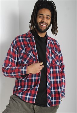 Vintage 90's Grunge Quilted Check Flannel Shirt - Red 