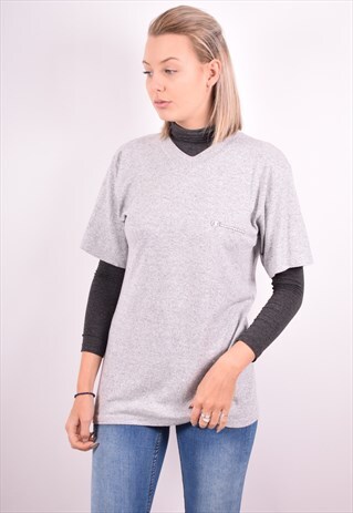 CHAMPION WOMENS VINTAGE T-SHIRT TOP SMALL GREY 90S